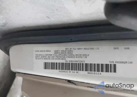 2009 Subaru Legacy 2.5I z USA, uszkodzony, nr VIN 4S3BL616697224075